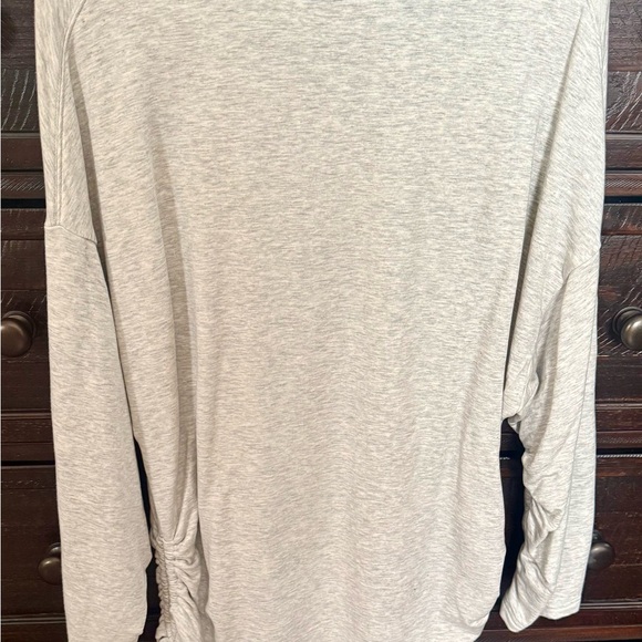 Athleta Heather Gray Long Sleeve Top with Gathered Sides - Picture 5 of 5